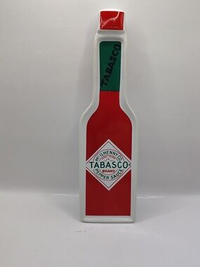 Tabasco Bottle Ceramic Tray Spoon Rest Tabasco Holder  - Red & Green 10 3/4"